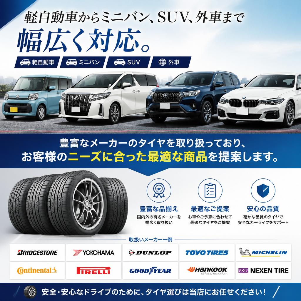 多様な車種とメーカーに対応