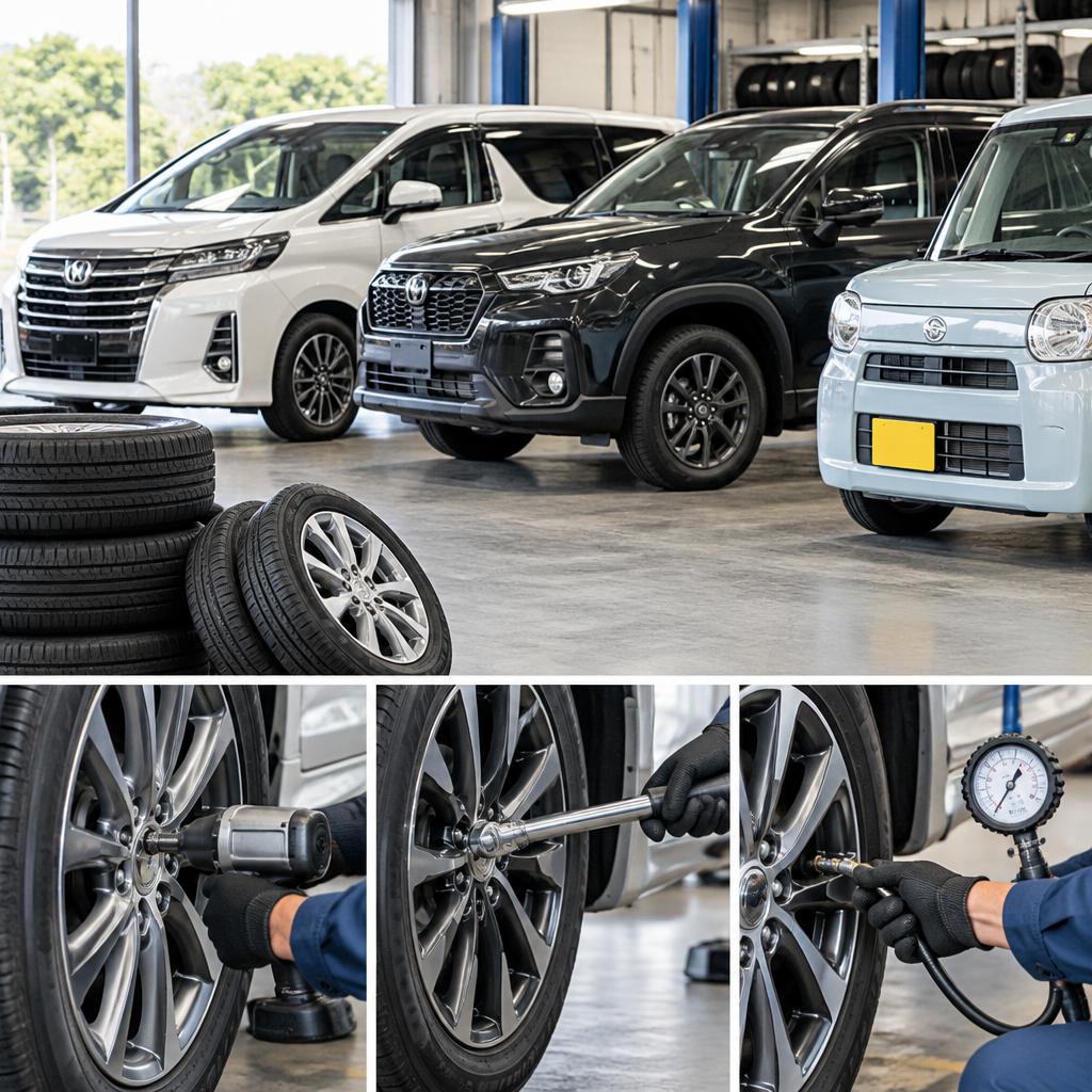 ミニバンも軽自動車もおまかせ。車種に合わせた丁寧なタイヤ交換